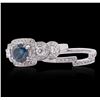 Image 7 : 18KT White Gold 2.07 ctw Blue Diamond Wedding Ring Set