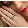 Image 1 : 18KT White Gold 0.93 ctw Emerald and Diamond Ring