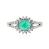 Image 3 : 18KT White Gold 0.93 ctw Emerald and Diamond Ring