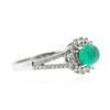 Image 4 : 18KT White Gold 0.93 ctw Emerald and Diamond Ring
