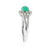 Image 7 : 18KT White Gold 0.93 ctw Emerald and Diamond Ring