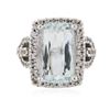 Image 3 : 14KT White Gold 7.79 ctw Aquamarine and Diamond Ring