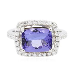 14KT White Gold 3.19 ctw Tanzanite and Diamond Ring