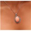 Image 2 : 14KT White Gold 15.77 ctw Coral and Diamond Pendant With Chain