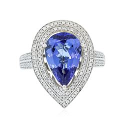 14KT Two-Tone Gold 4.23 ctw Tanzanite and Diamond Ring