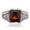 Image 1 : 14KT White Gold 3.50 ctw Garnet and Diamond Ring