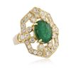 Image 4 : 14KT Yellow Gold 2.77 ctw Emerald and Diamond Ring