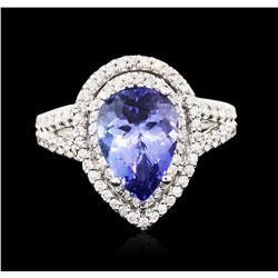 14KT White Gold 3.89 ctw Tanzanite and Diamond Ring