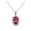 Image 4 : 14KT White Gold 4.70 ctw Tourmaline, Ruby and Diamond Pendant With Chain