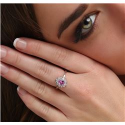 14KT White Gold 0.70 ctw Pink Sapphire and Diamond Ring