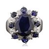 Image 3 : 14KT White Gold 6.95 ctw Sapphire and Diamond Ring