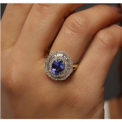 14KT Yellow Gold 2.28 ctw Tanzanite and Diamond Ring