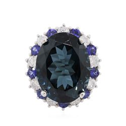 14KT White Gold 20.82 ctw Topaz, Sapphire and Diamond Ring