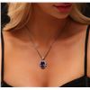 Image 1 : 14KT White Gold 11.66 ctw GIA Certified Tanzanite and Diamond Pendant With Chain