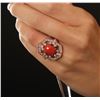 Image 1 : 14KT Rose Gold 3.17 ctw Coral and Diamond Ring