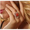 Image 2 : 14KT Rose Gold 3.17 ctw Coral and Diamond Ring