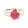 Image 1 : 14KT Yellow Gold 3.37 ctw Ruby and Diamond Ring