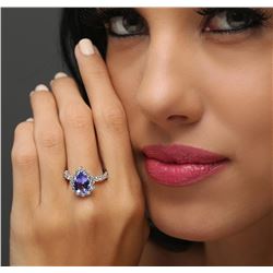 14KT White Gold 3.42 ctw Tanzanite and Diamond Ring