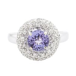 14KT White Gold 1.46 ctw Tanzanite and Diamond Ring