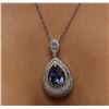 Image 5 : 14KT White Gold 3.11 ctw Tanzanite and Diamond Pendant with Chain