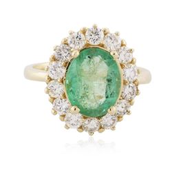 14KT Yellow Gold 2.69 ctw Emerald and Diamond Ring