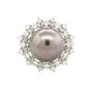 Image 3 : 14KT White Gold 12.2mm Pearl and Diamond Ring