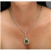 Image 1 : 18KT White Gold 12.07 ctw Peridot and Diamond Necklace