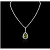 Image 3 : 18KT White Gold 12.07 ctw Peridot and Diamond Necklace