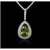 Image 4 : 18KT White Gold 12.07 ctw Peridot and Diamond Necklace