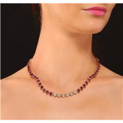 14KT Yellow Gold 50.40 ctw Ruby and Diamond Necklace