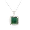 Image 4 : 14KT White Gold 22.75 ctw Emerald and Diamond Pendant with Chain