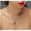 Image 2 : 18KT White Gold 5.44 ctw Emerald and Diamond Necklace