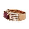 Image 4 : 14KT Rose Gold 2.42 ctw Rubelite and Diamond Ring