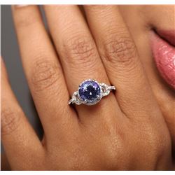 14KT White Gold 3.51 ctw Tanzanite and Diamond Ring