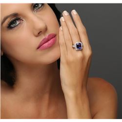 14KT White Gold 5.29 ctw Tanzanite and Diamond Ring