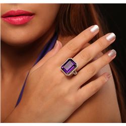 14KT Yellow Gold 16.40 ctw Amethyst and Diamond Ring