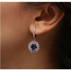 14KT White Gold 4.08 ctw Tanzanite and Diamond Earrings