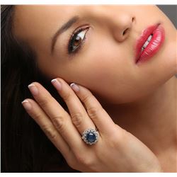 14KT White Gold 8.31 ctw Sapphire and Diamond Ring