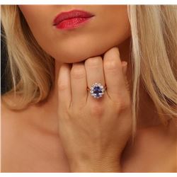 14KT Rose Gold 3.30 ctw Tanzanite and Diamond Ring