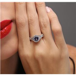 14KT White Gold 1.26 ctw Tanzanite and Diamond Ring