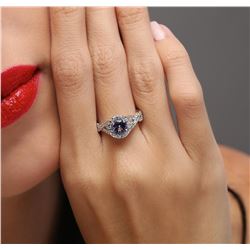 14KT White Gold 1.26 ctw Tanzanite and Diamond Ring