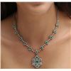 Image 2 : 14KT White Gold 6.04 ctw Emerald and Diamond Necklace