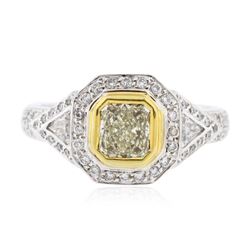 18KT Two-Tone Gold 1.23 ctw Fancy Light Yellow Diamond Ring