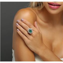 14KT White Gold 3.16 ctw Emerald and Diamond Ring