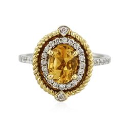 14KT Two-Tone Gold 1.17 ctw Citrine and Diamond Ring