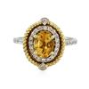 Image 1 : 14KT Two-Tone Gold 1.17 ctw Citrine and Diamond Ring