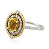 Image 2 : 14KT Two-Tone Gold 1.17 ctw Citrine and Diamond Ring