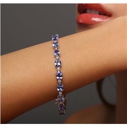 14KT White Gold 17.82 ctw Tanzanite and Diamond Bracelet