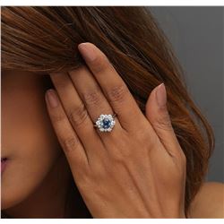 14KT White Gold 1.74 ctw Tanzanite and Diamond Ring