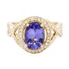 Image 1 : 14KT Yellow Gold 2.33 ctw Tanzanite and Diamond Ring